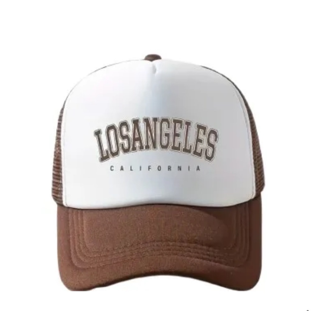 Brown and White Los Angeles Trucker Hat